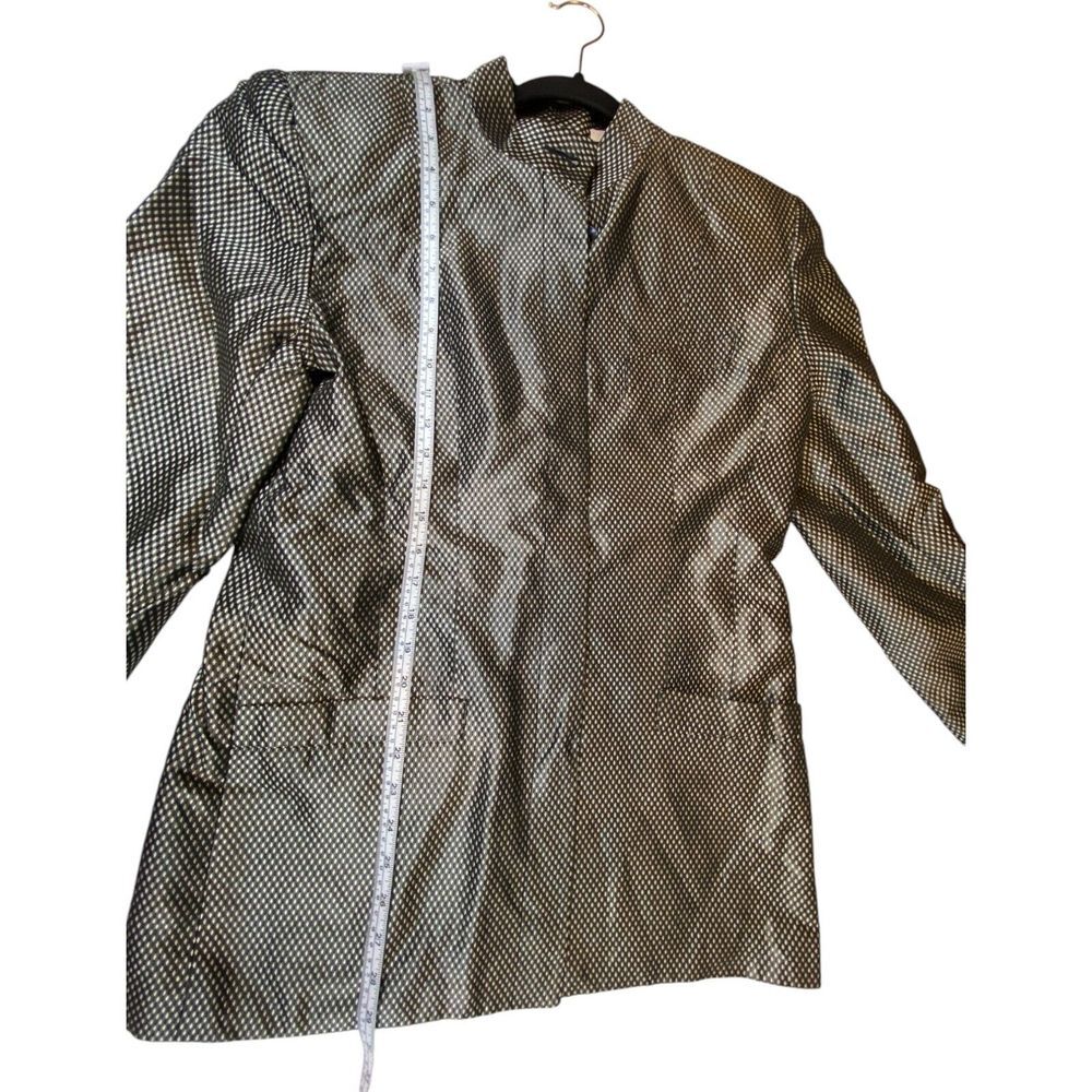 Liz Claiborne Windbreaker Jacket Black Gold Womens 8 Argyle Metallic Vintage - Picture 8 of 9